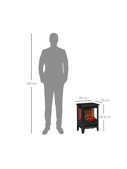 HomCom Επιδαπέδιο Ηλεκτρικό Τζάκι 2000W 39x54cm Μαύρο