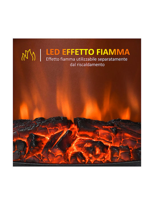HomCom Επιδαπέδιο Ηλεκτρικό Τζάκι 2000W 39x54cm Μαύρο