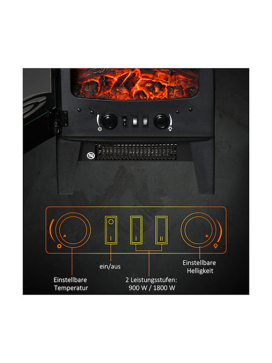 HomCom Επιδαπέδιο Ηλεκτρικό Τζάκι 2000W 39x54cm Μαύρο