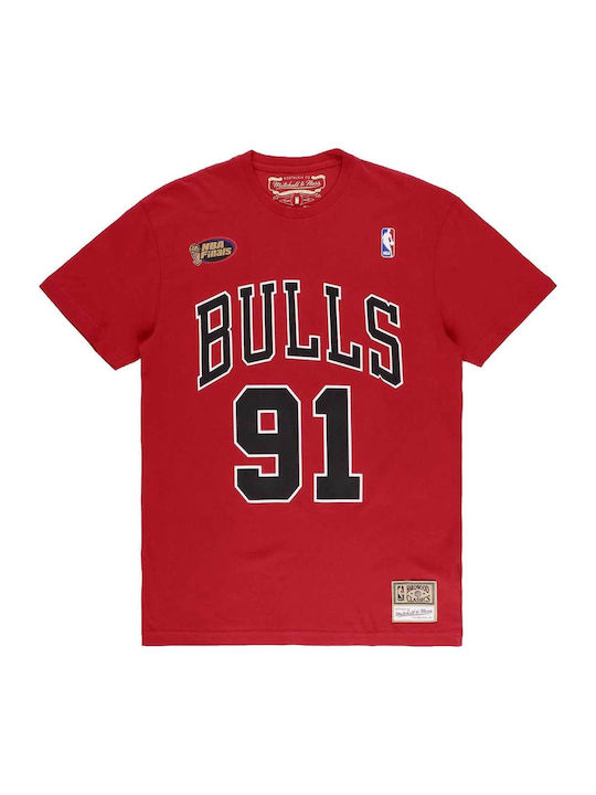 NBA Bulls Dennis Rodman 91 Αθλητικό T-shirt Κόκκινο