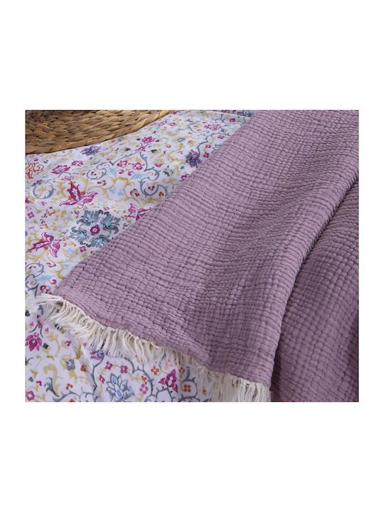 Nef-Nef Homeware Apollo Pătură Piqué Superdublă Cu Franjuri 230x240cm Violet
