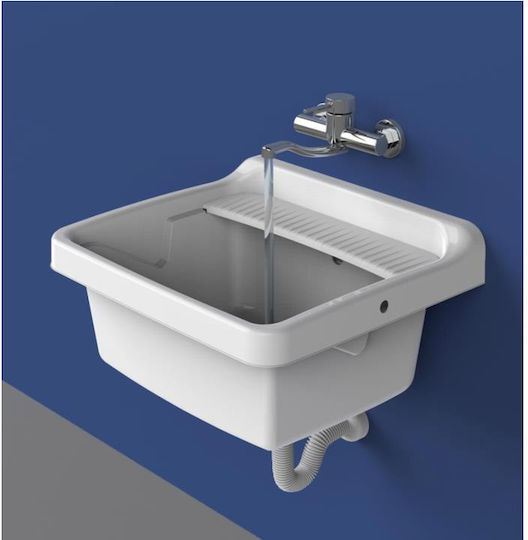 Bama Pilozzo An der Wand montiert Wandhängendes Waschbecken aus Synthetischem Material 59x50x31.5cm Weiß