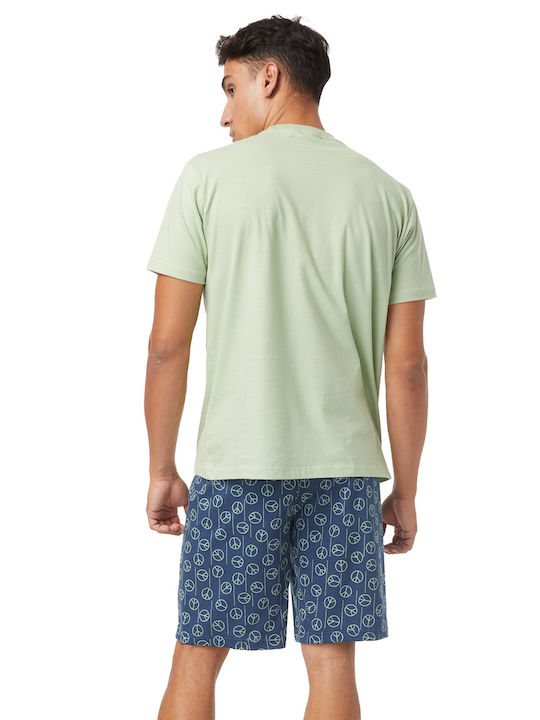 Minerva Men's Summer Cotton Pajamas Set Green