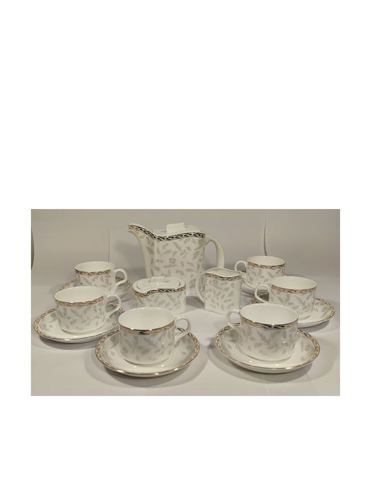 Epiplo-Fos Tea Set with Cup Porcelain White 9pcs