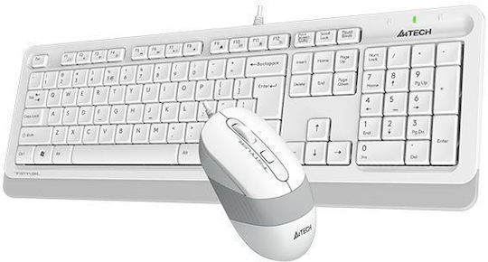 A4Tech F1010 Σετ Πληκτρολόγιο & Ποντίκι Αγγλικό US Λευκό