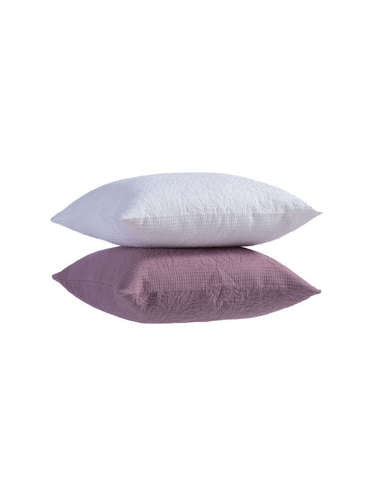 Nef-Nef Homeware Decorative Pillow Case Annita from 100% Cotton Mauve 50x50cm.