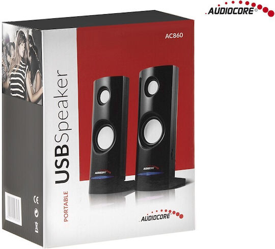 Audiocore Audiocore AC860 Ηχεία Υπολογιστή 2.0 με Ισχύ 8W σε Μαύρο Χρώμα