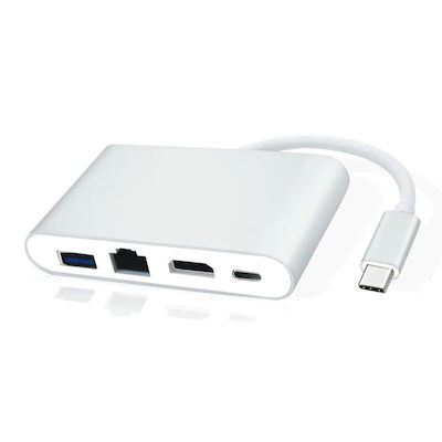 Powertech USB-C Docking Station mit HDMI 4K PD Ethernet Gray (PTH-085)