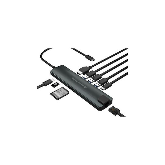 Conceptronic USB-C Docking Station with HDMI 4K PD Ethernet Gray (DONN06G)