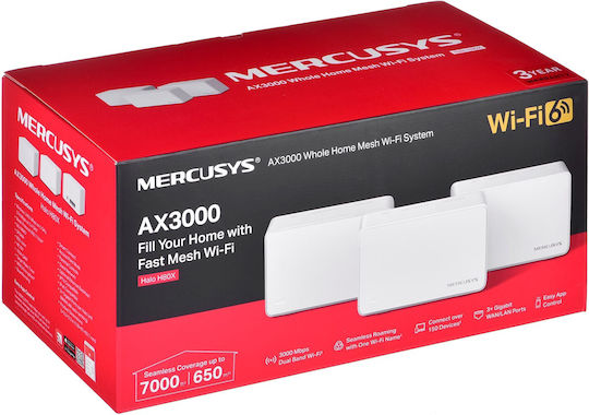 Mercusys Halo H80X v1 WiFi Mesh Network Access Point Wi‑Fi 6 Dual Band (2.4 & 5GHz) in Triple KIt