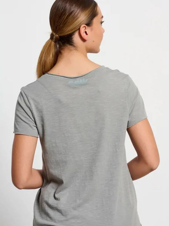 BodyTalk 1231-901628 Damen Sportlich T-shirt mit V-Ausschnitt Gray