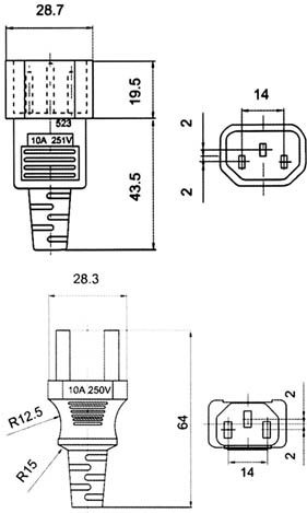 IEC C13 - IEC C14 Cable 5m Μαύρο 02.005.0070