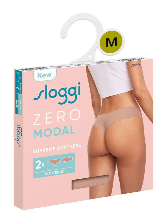 Zero Modal 2.0 Γυναικεία String 2Pack χωρίς Ραφές Μπεζ