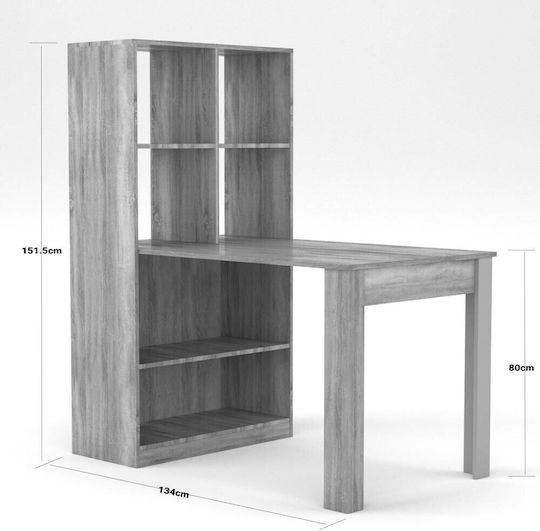 Schreibtisch mit Bücherregal 133x80x150cm Sonoma Schreibtisch mit Bücherregal 133x80x150cm Sonoma