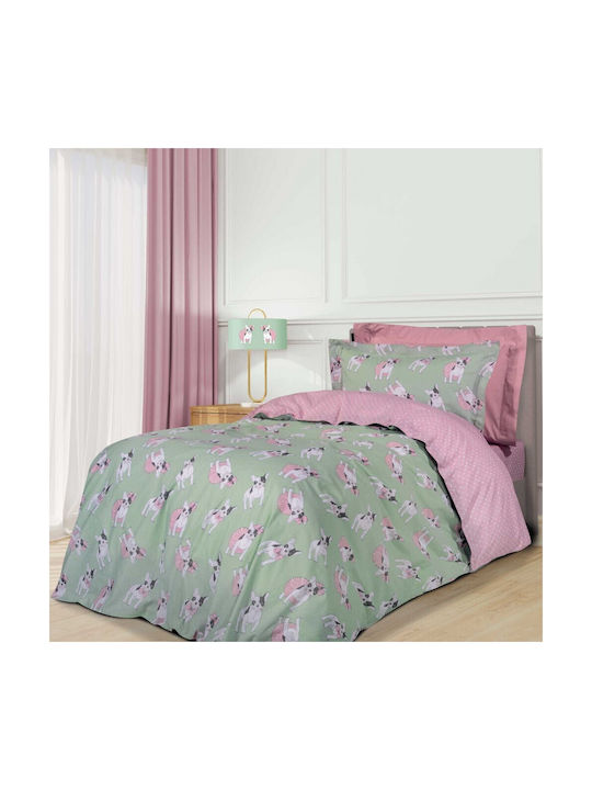 Greenwich Polo Club 8826 Set Kids Duvet Cover Single with Pillowcase Cotton Pink - Mint 160x240cm 206009108826