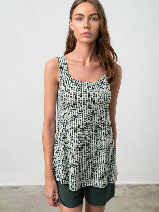 Vamp Καλοκαιρινό Γυναικείο Σετ Πιτζάμας Green Emerald