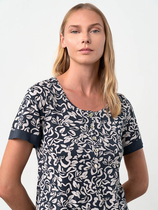 Vamp Summer Women's Pyjama Set Blue Paris