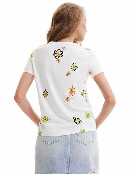 Margapepo Γυναικείο T-shirt Floral Λευκό
