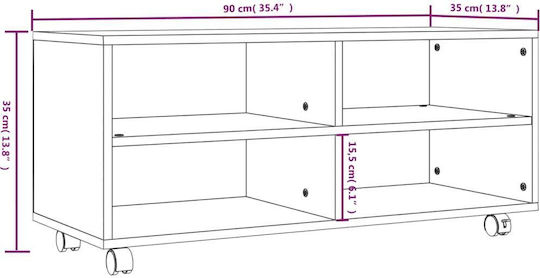 TV-Möbel mit Rädern Braune M90xT35xH35cm