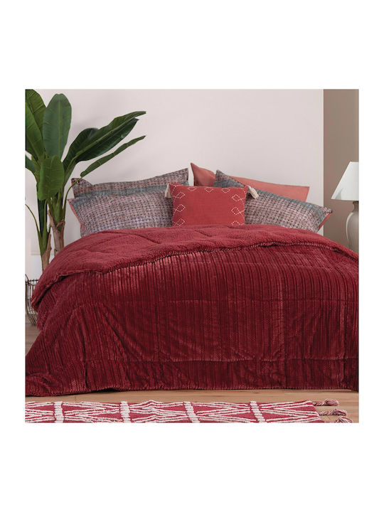 Nef-Nef Homeware Κουβερτοπάπλωμα με Γέμιση Hollowfiber Υπέρδιπλο 240x220εκ. Redick Bordo 705 GSM