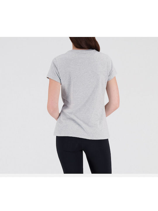 New Balance Γυναικείο T-shirt Γκρι με Στάμπα