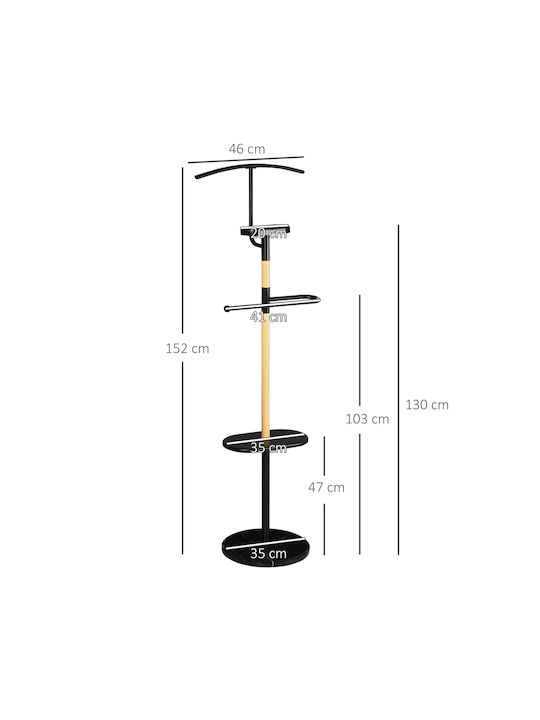 HomCom Κρεμάστρα Δαπέδου από Ξύλο Μαύρη 46x35x152cm