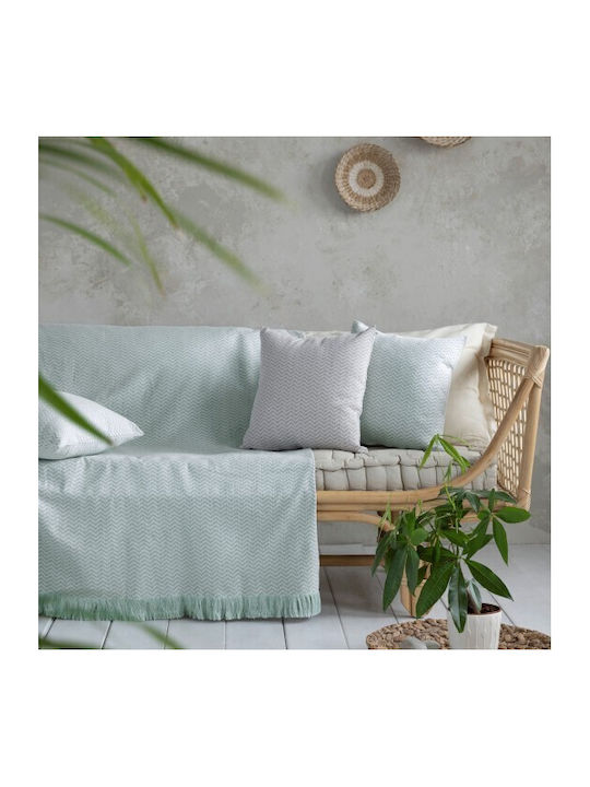 Nima Wavy Three-Seater Sofa Throw 180x300cm Aqua