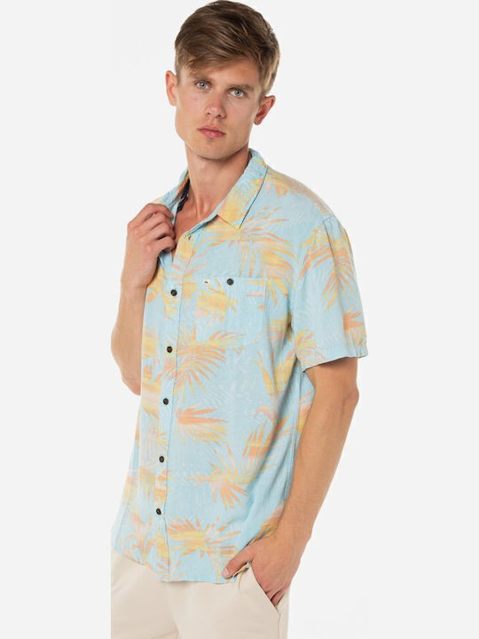 Ripped Up Short Sleeve Shirt Floral Light Blue EQYWT04464 BGC6
