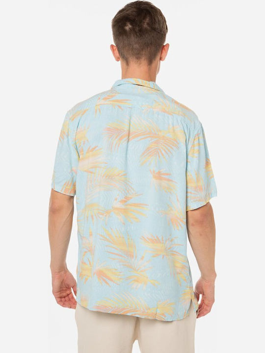 Ripped Up Short Sleeve Shirt Floral Light Blue EQYWT04464 BGC6