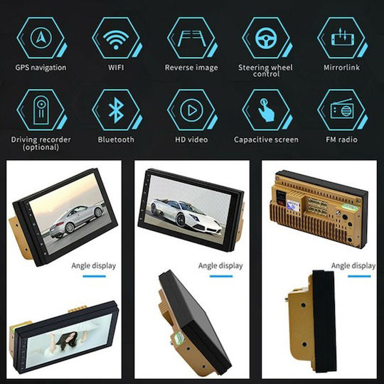 Andowl Car Audio System (Bluetooth/USB/WiFi/GPS/Apple-Carplay/Android-Auto) with Touch Screen 7"