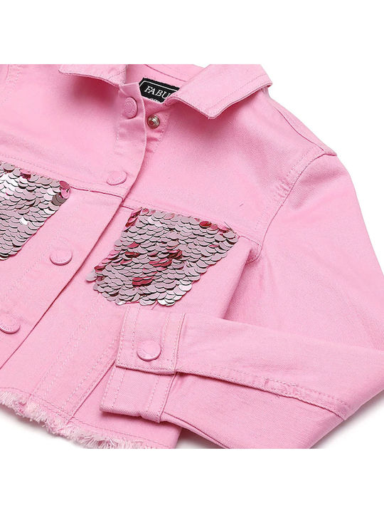 Kinder Jeansjacke Kurz Rosa
