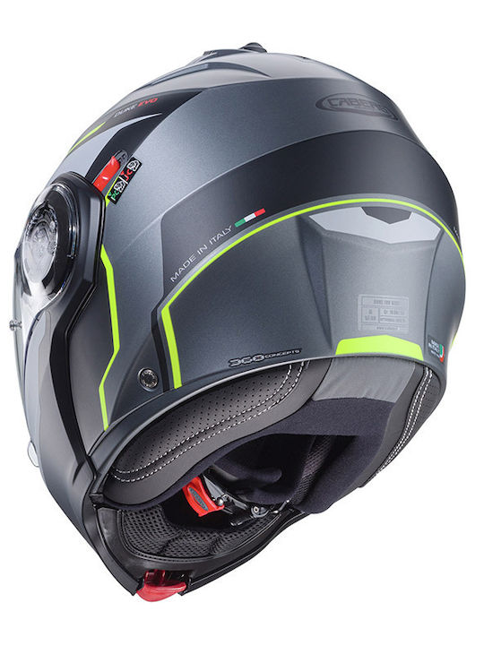 Caberg Duke Evo Move Gun Metal / Black / Yellow Fluo Motorcycle Helmet Flip-Up ECE 22.06 1600gr with Pinlock