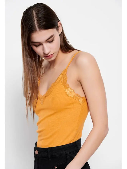 Women's Lingerie Top with Lace Orange