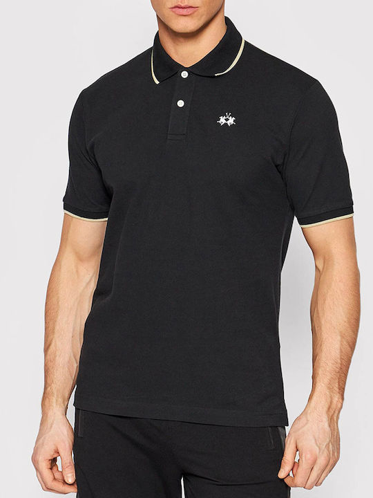 La Martina Herren Kurzarmshirt Polo Schwarz