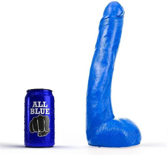 All Black All Blue Freddie Realistic Dildo with Scrotum Blue 26cm