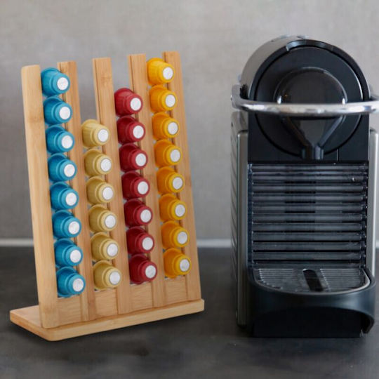 Relaxdays Plastic Capsule Stand for 32 Nespresso Pods Light Brown 10044732