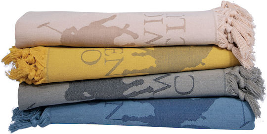 Greenwich Polo Club Beach Towel Pareo Gray with Fringes 170x90cm.
