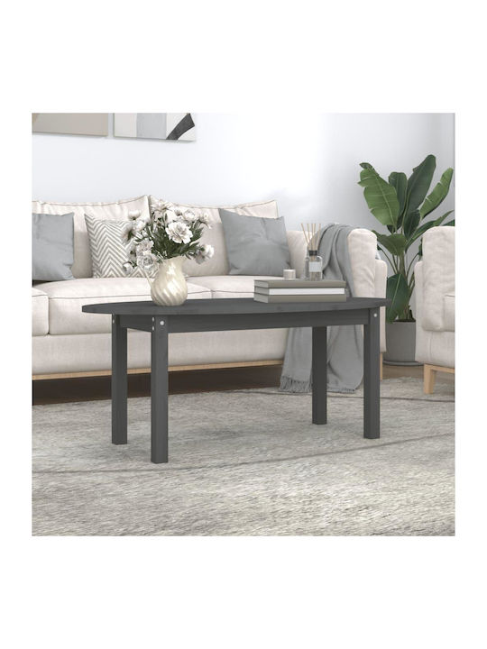 Oval Coffee Table from Solid Wood Gray L110xW55xH45cm.