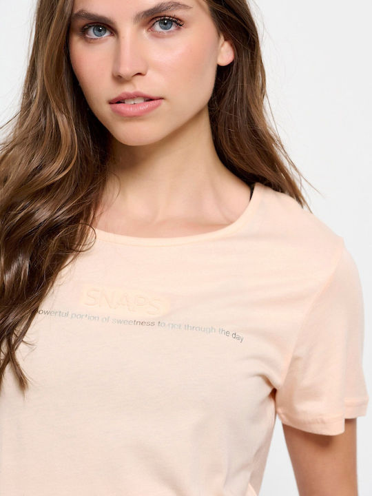 Snaps Women's Athletic Crop Top Short Sleeve Pink