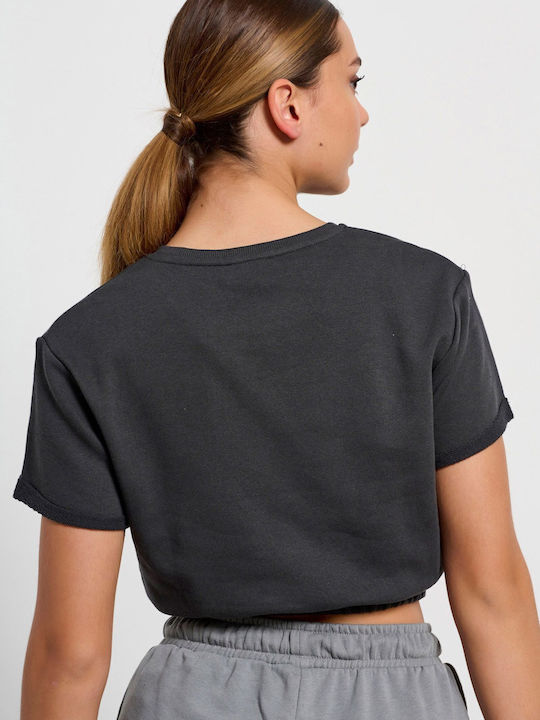 BodyTalk Damen Sportliches Crop Top Kurzärmelig Gray