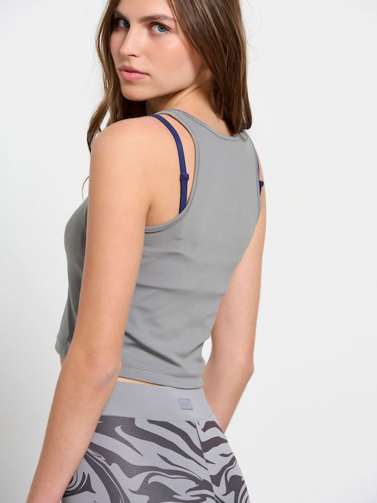 BodyTalk Damen Sportliches Crop Top Ärmellos Gray