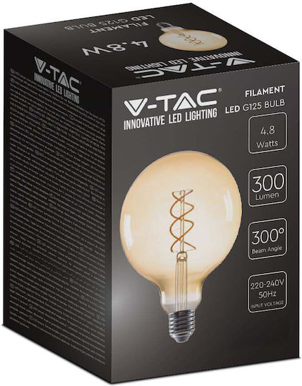 V-TAC Bec LED 5W 173mm pentru Soclu E27 și Formă G125 Alb cald 300lm