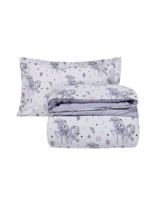 Das Home Sheet Set Single from Cotton & Polyester 4838 White/Lilac 170x240cm 3pcs