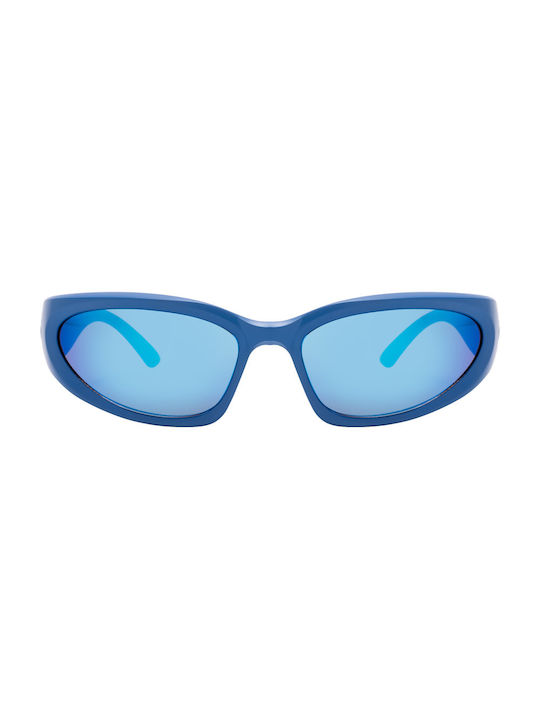 Balle Sunglasses with Blue Acetate Frame and Blue Mirrored Lenses 028085-06