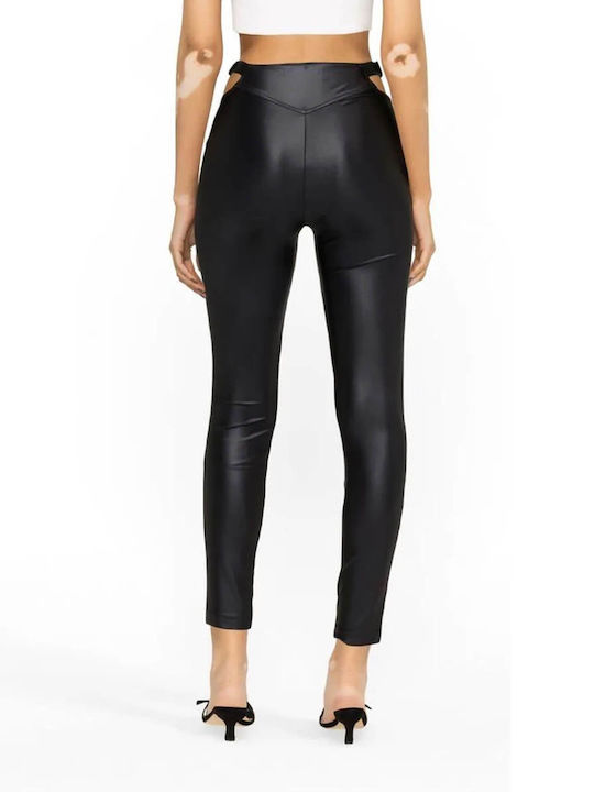 Versace Lycra Γυναικείο Μακρύ Κολάν Γυαλιστερό Μαύρο