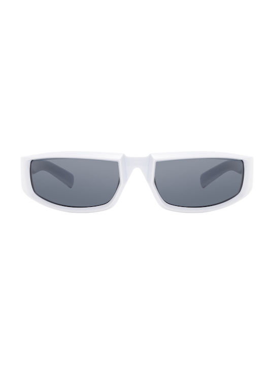 Sole Sunglasses with White Acetate Frame and Black Lenses 20917-01