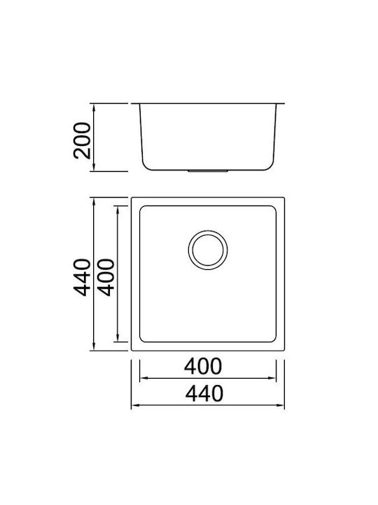 Karag BL 793 BL793 Undermount Sink Inox Satin W44xD44cm Silver