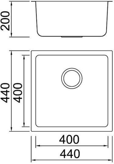 Karag BL 793 BL793 Unterbau Spüle Inox Satiniert B44xT44cm Silber