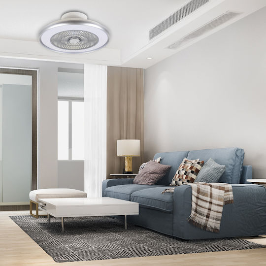 Inlight Ceiling Fan 55cm with Light and Remote Control Silver