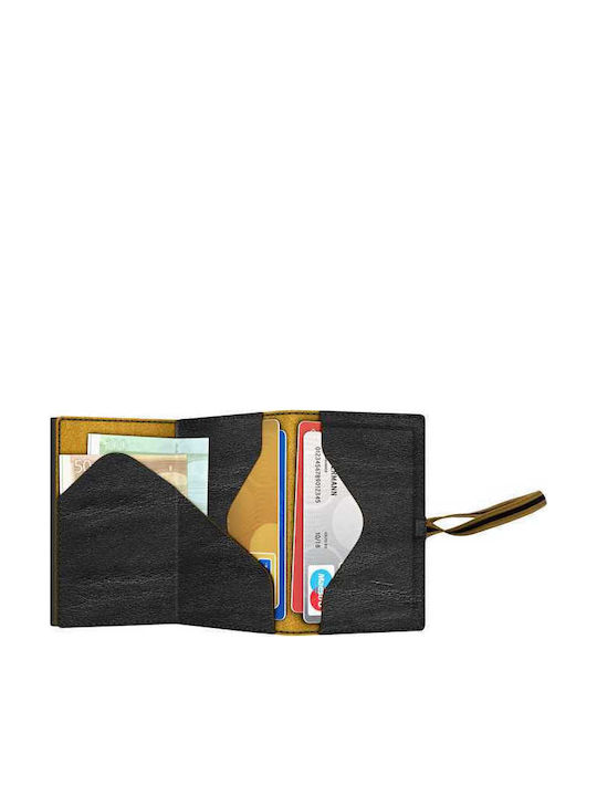 Click Slide Strap Leather Men's Wallet Cards with Slide Mechanism Black Earth/Black